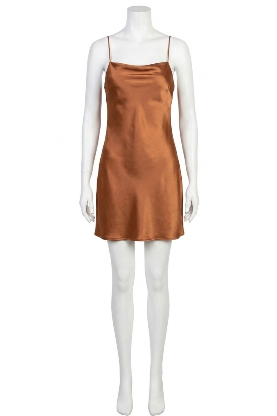 NEW LE LIS chain me up mini slip dress in brown